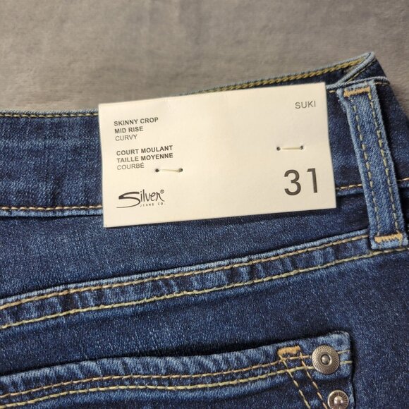 Silver Jeans Co. Womens Suki Skinny Crop Jeans‎ 31 Blue Curvy Mid-Rise NWT Vibe - Picture 2 of 13